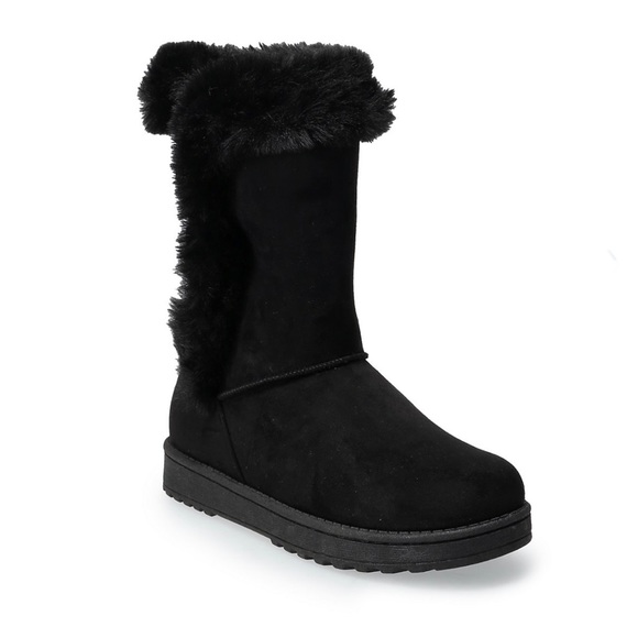SO Shoes - SO° Abigail Women's Black Faux-Fur Winter Boots 7